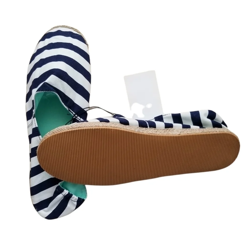 H&M Divided Classic Blue and White Striped Espadrilles Size 8.5.